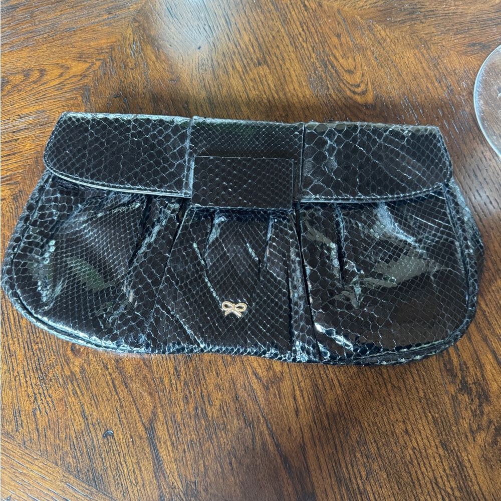 Anya Hindmarch Black Snakeskin Clutch